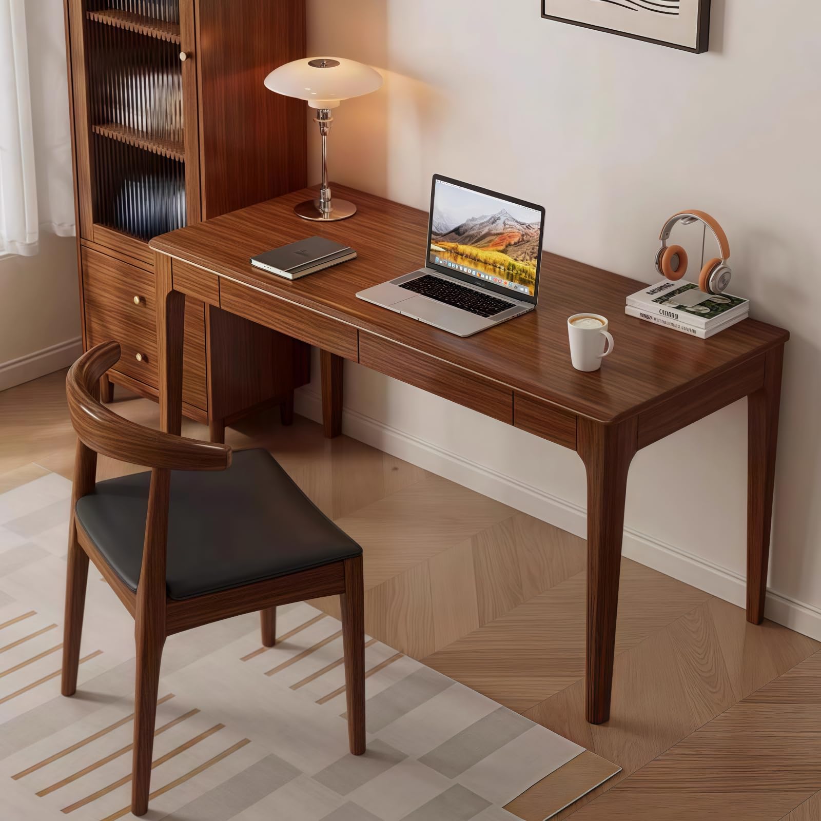 Amazon | Artispro デスク 机 pcデスク 天然木 引き出し付き